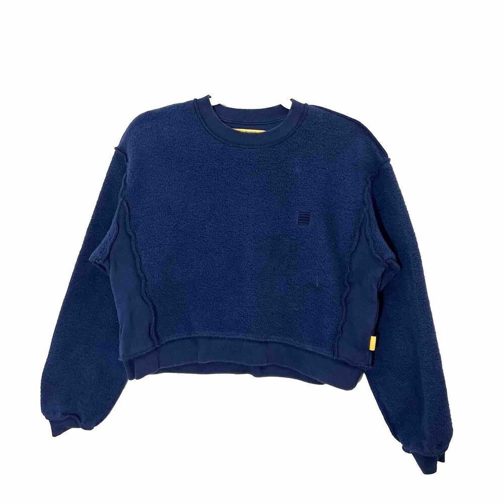 Yellow Label Co Sweatshirt Women’s‎ XS Blue Cropped Inside Out Pullover